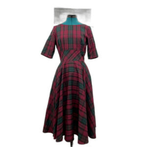 Pretty Dress Company berry and green plaid swing dress UK10